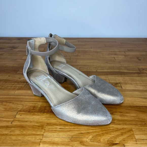 Eileen Fisher Just Leather Metallic Low Heel Pumps Size 5.5 - Picture 2 of 6